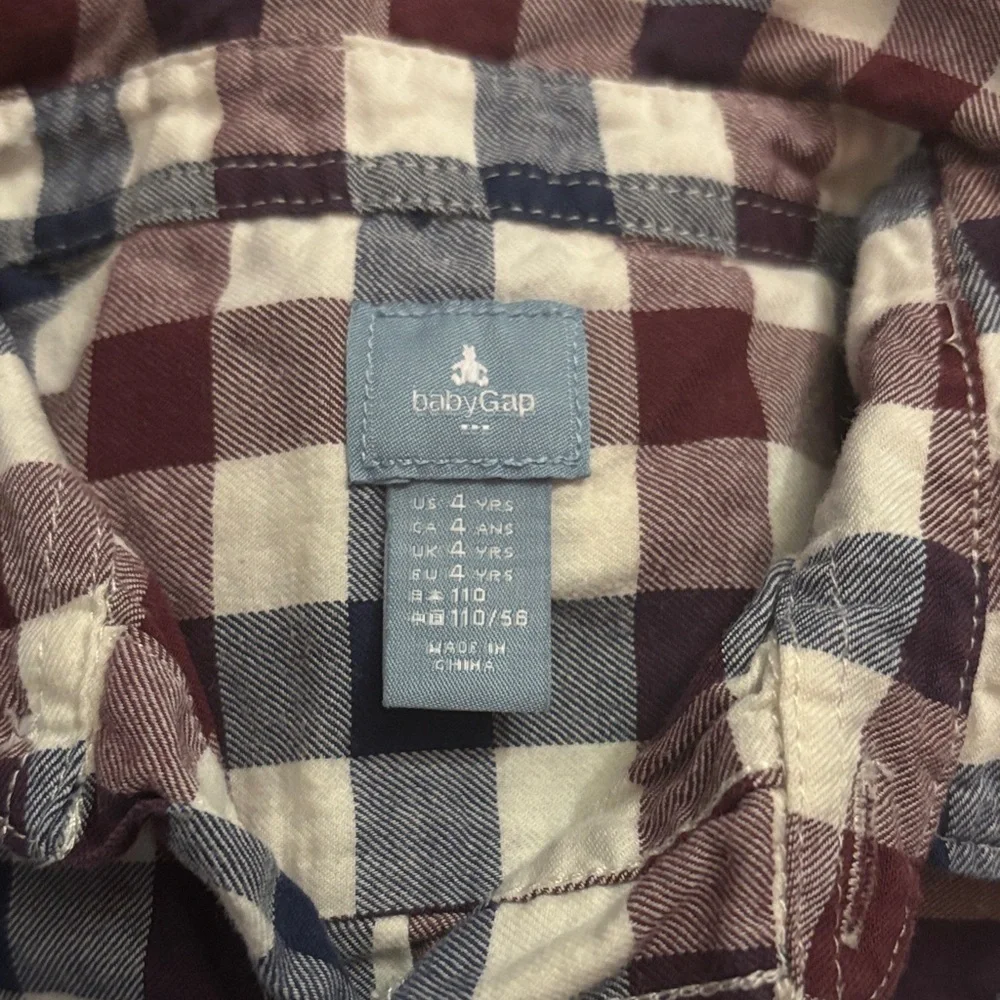 GAP Kids Checkered Shirt - Blue and Burgundy Size 4 Years